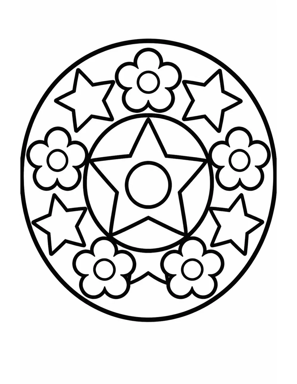 Page de coloriage représentant un mandala rond et simple