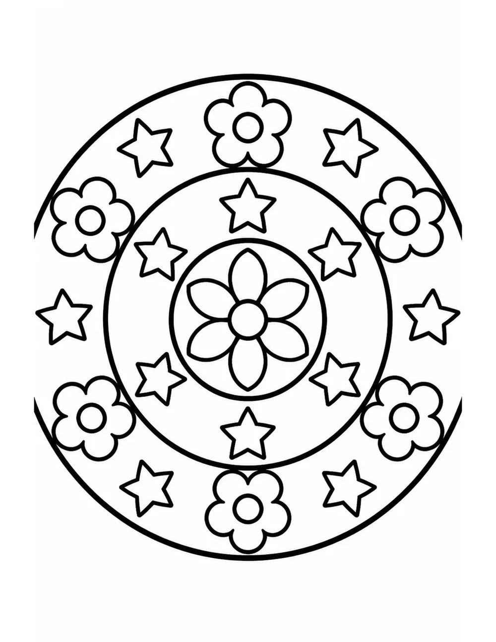 Mandala floral aux contours épais à colorier